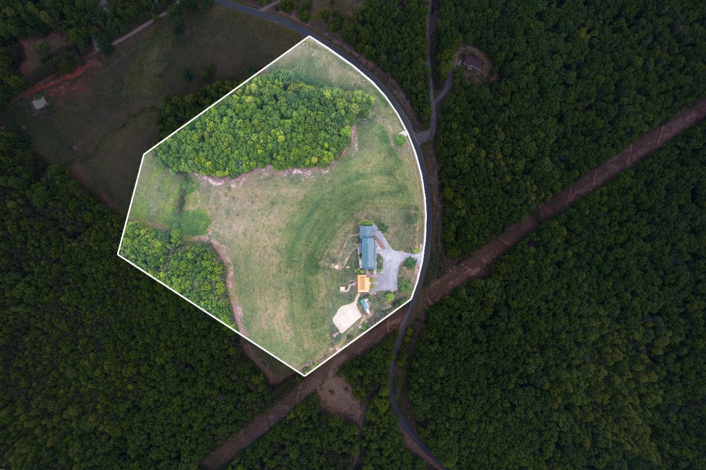 Aerial view of the 15-acre Belle View estate and surrounding forest